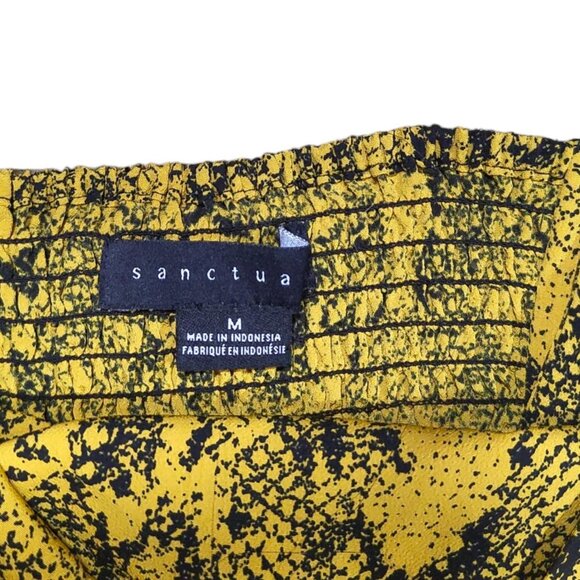 Yellow and Black Snakeskin Animal Print Sexy Knee Length Grunge Slit Dress - Picture 4 of 6